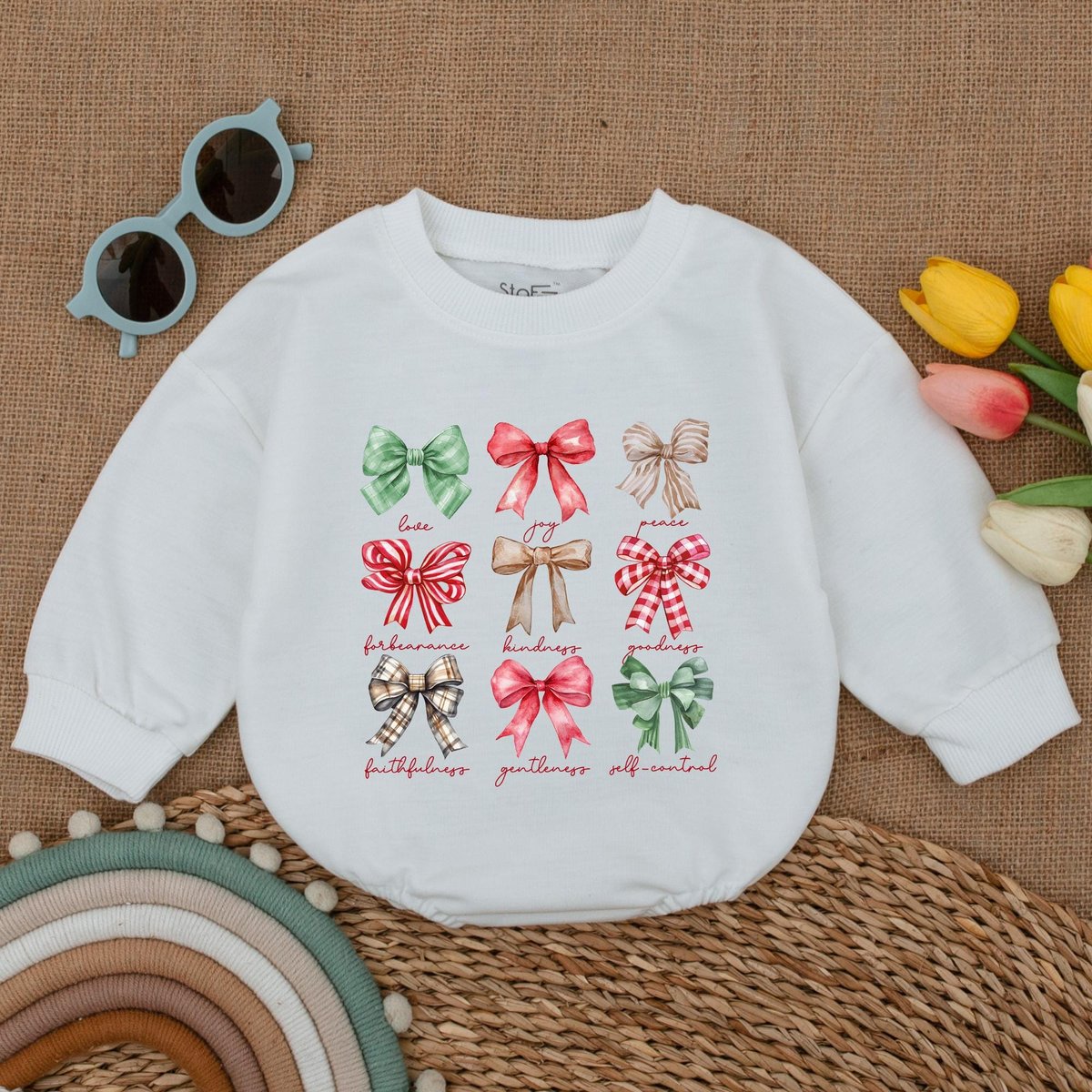 Christmas Bow Baby Romper Christmas Baby Girl Bodysuit Baby Christmas Outfit First Christmas Outfit 180