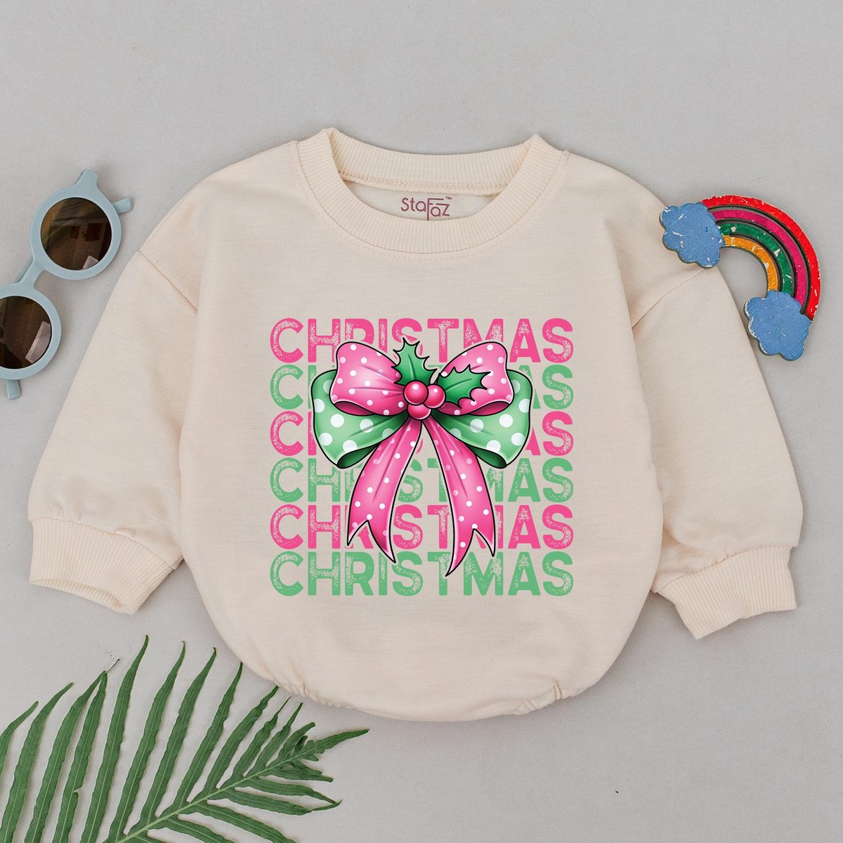 Christmas Bow Romper 1st Christmas Baby Romper Baby Xmas Gift Baby Bodysuit Baby Shower Gift Christm