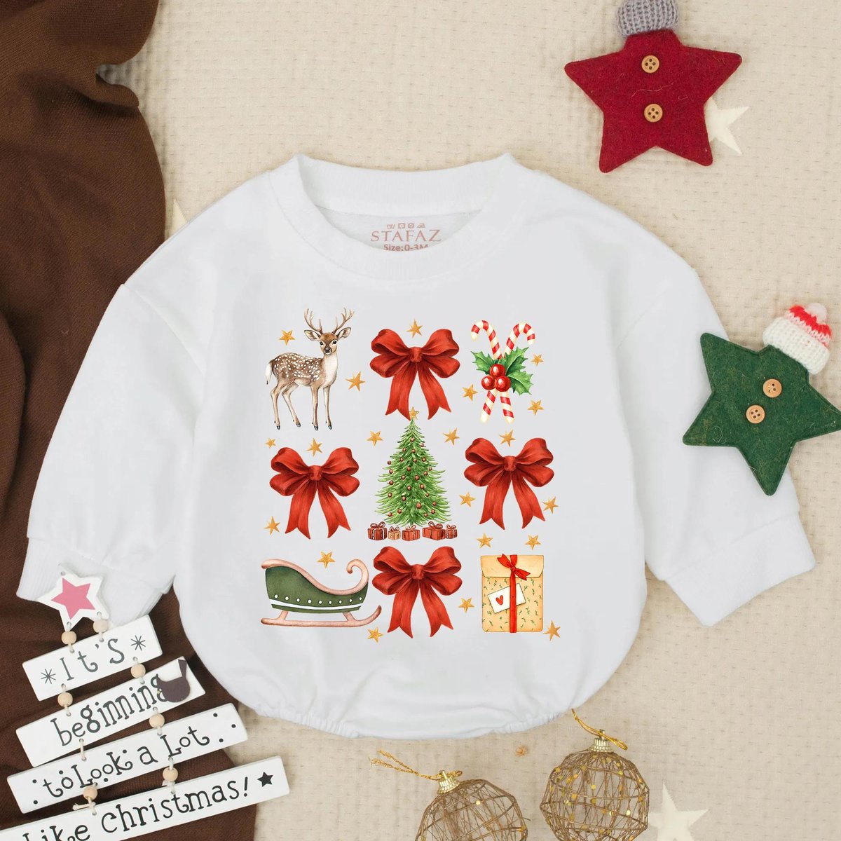 Christmas Bubble Romper Retro Christmas Baby Sweatshirt Christmas Baby Girl Outfits Candy Cane Chris