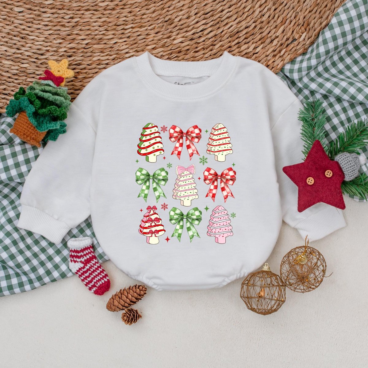 Christmas Cake and Bow Baby Romper Christmas Girly Baby Bodysuit Baby Christmas Outfit My First Chri 182