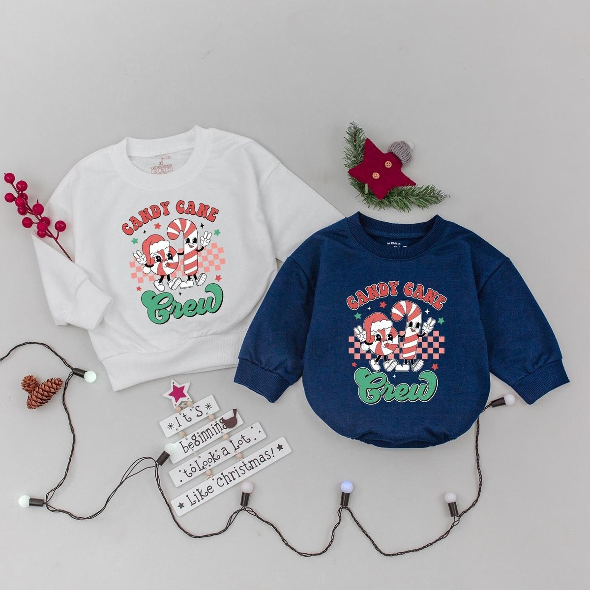 Christmas Candy Cane Crew Sweatshirt Christmas Candy Shirt Retro Christmas Christmas Gifts Baby Xmas 180