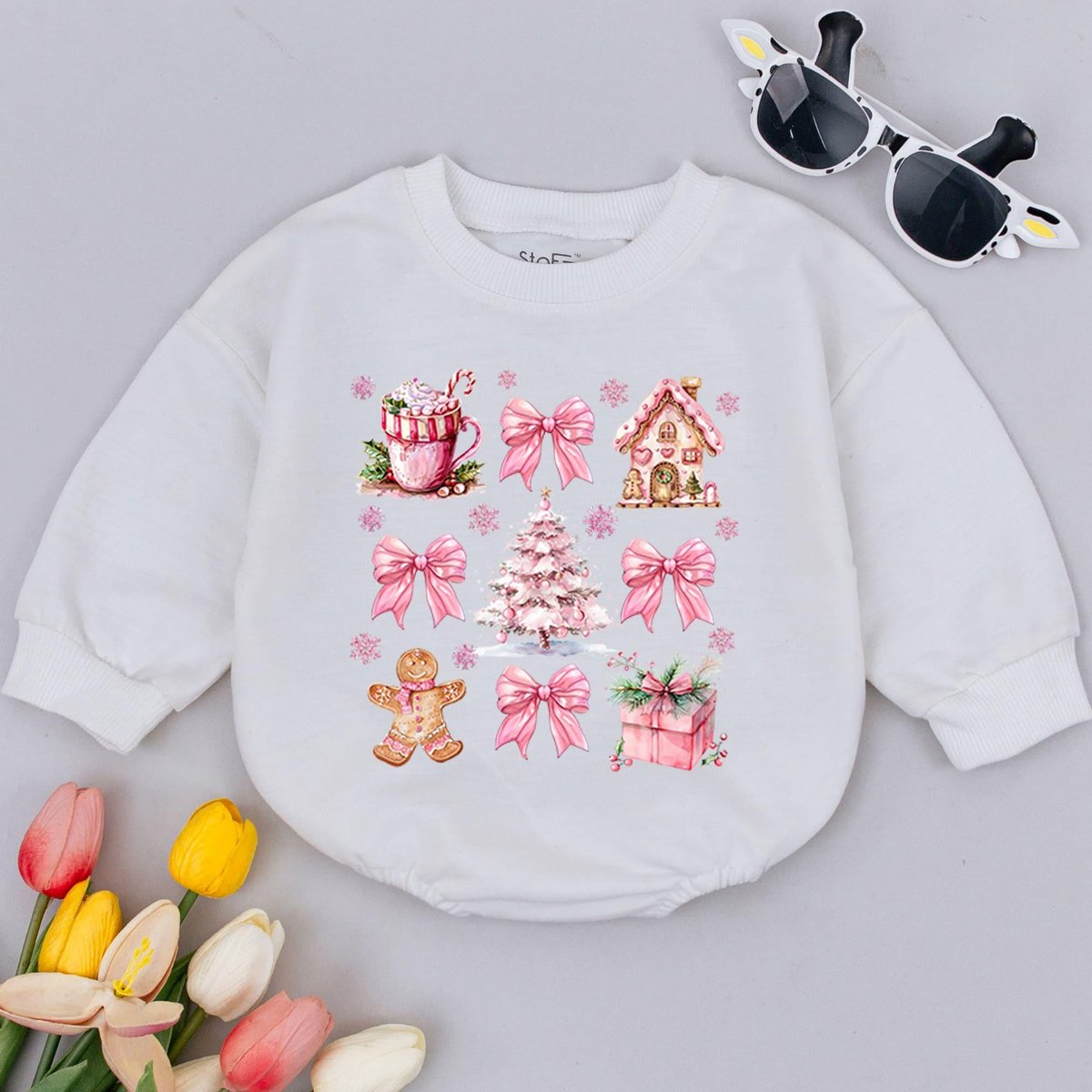 Christmas Coquette Baby Romper First Christmas Baby Holiday Outfit Retro Christmas Baby Shower Chris 177