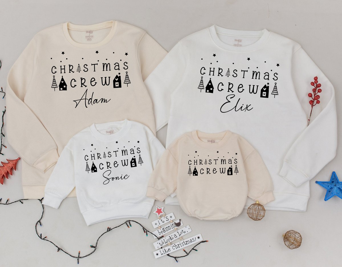 Christmas Crew Sweatshirts mama dada and mini Custom Sweaters Matching Christmas clothes Personalize 180