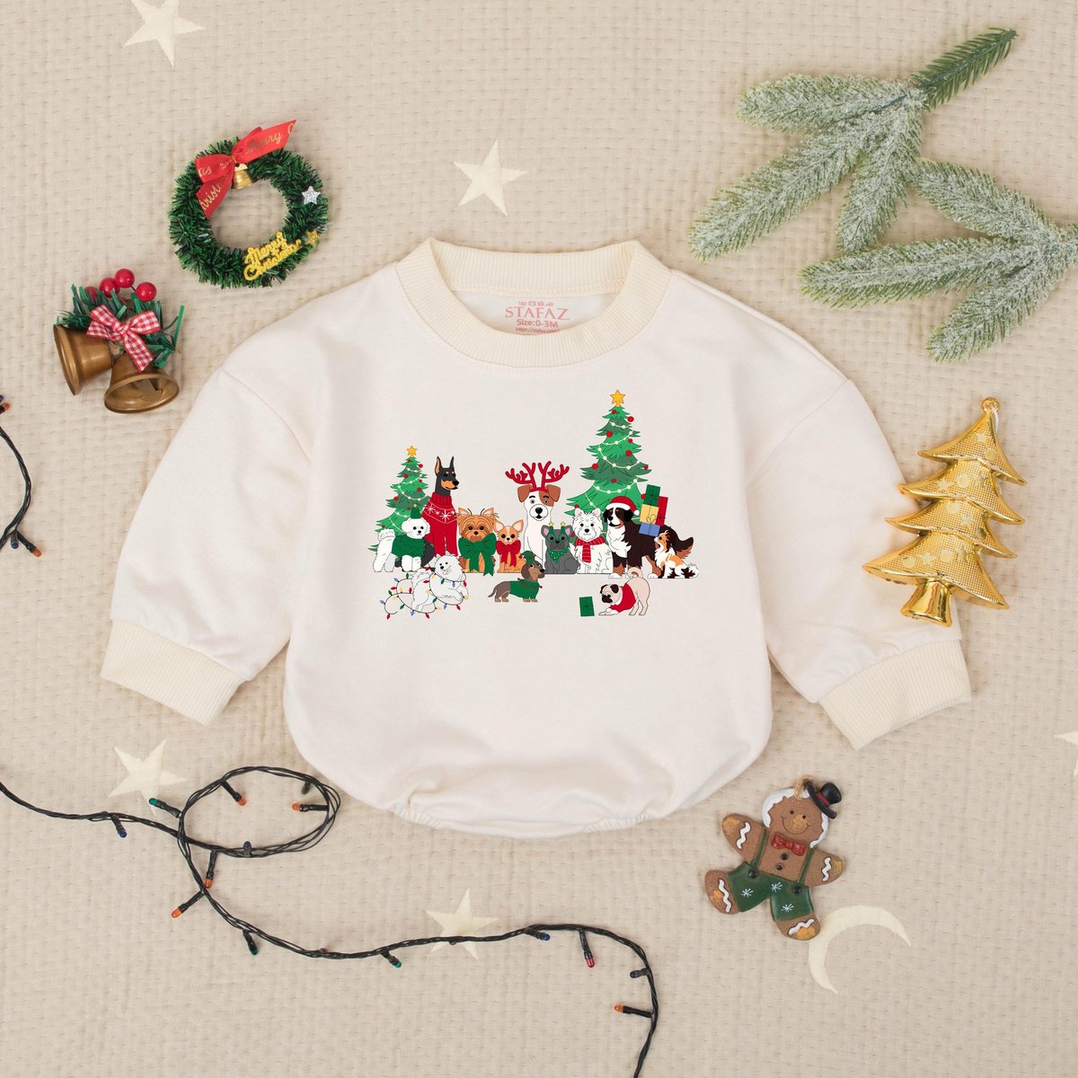 Christmas Dogs Cute Bubble Romper Dog Lover Holiday Baby Romper Cute Xmas Gift for Pet Lovers Dog Mo