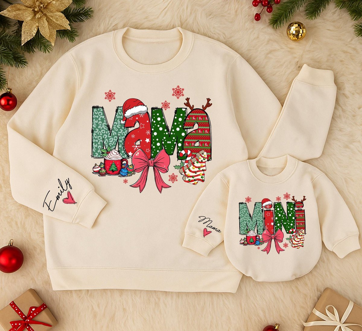 Christmas Mama And Mini Sweatshirt Mom And Baby Matching Family Daughter Kid Sweatshirt Merry Christ 436