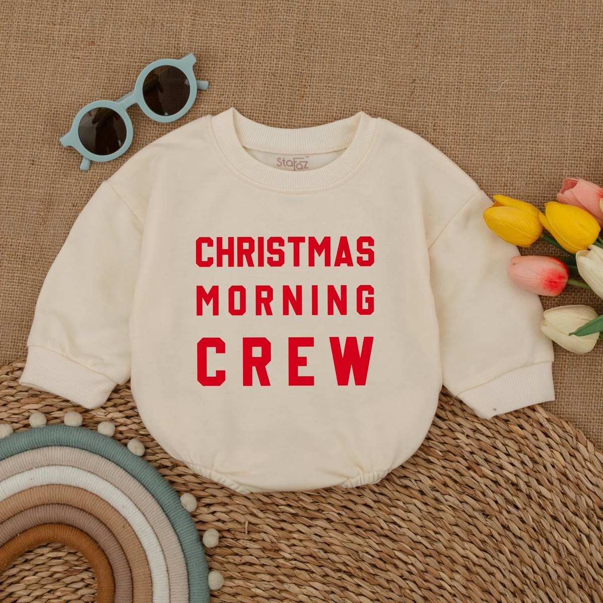 Christmas Morning Crew Baby Romper Retro Christmas Baby Bodysuit Christmas Baby Clothes Christmas Ba 177