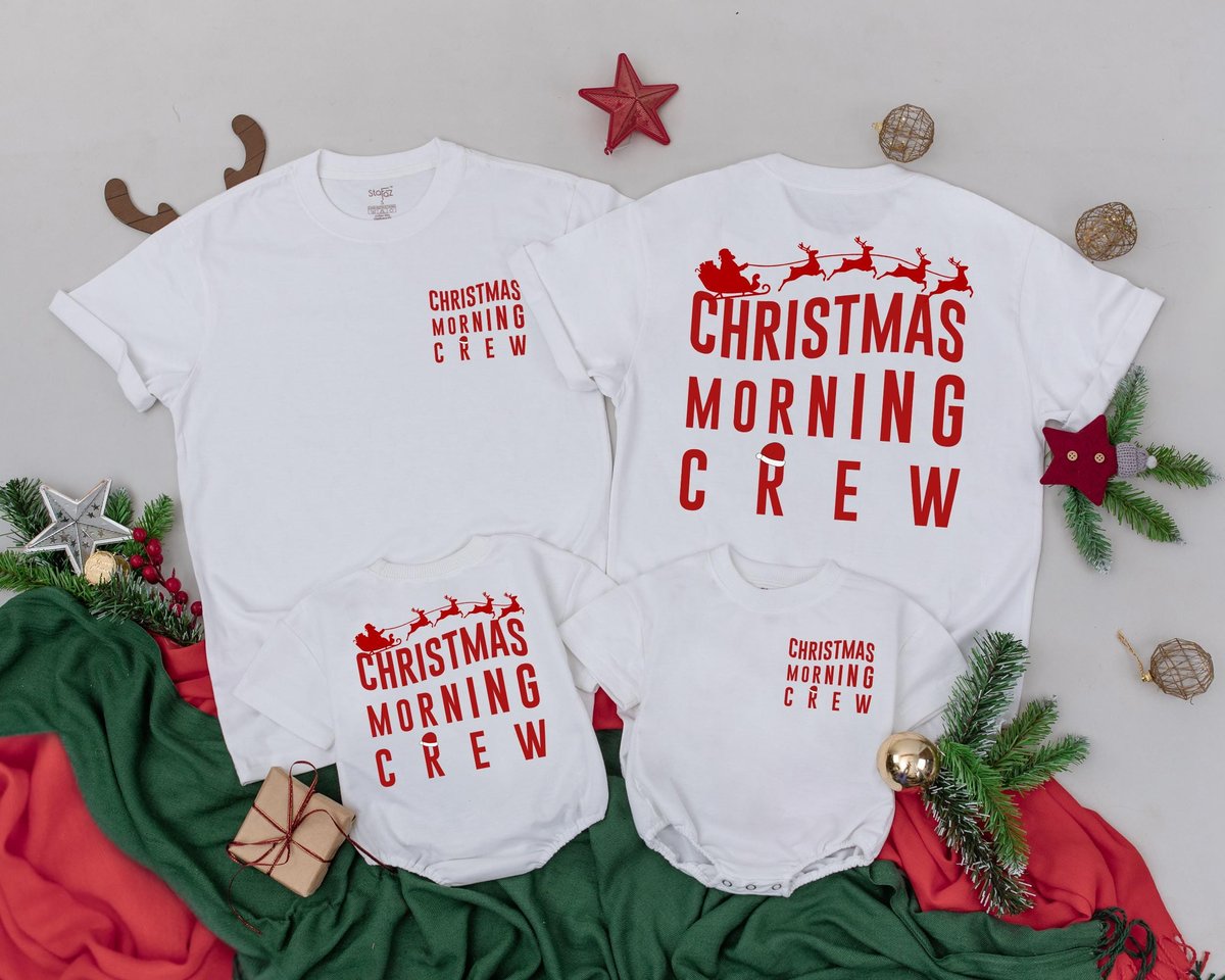 Christmas Morning Crew Shirts Personalized Family Christmas Shirts Vintage Christmas Mommy and Me Ou 178