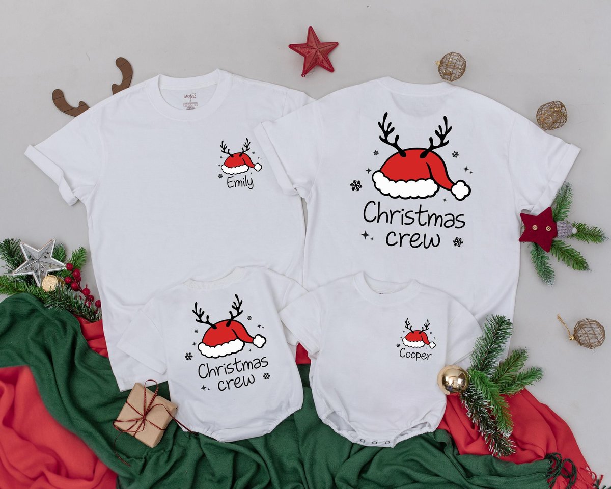 Christmas Morning Crew Shirts Personalized Name Family Christmas Shirts Vintage Christmas Mom and ba 181