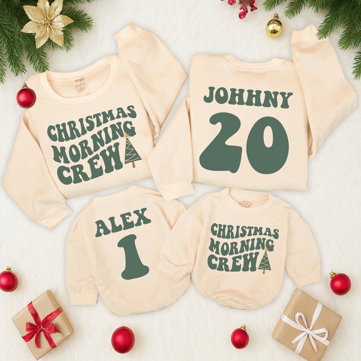Christmas Morning Crew Sweatshirts  Cute Matching Family Holiday Outfits  Unisex Adult Kids Baby n 436