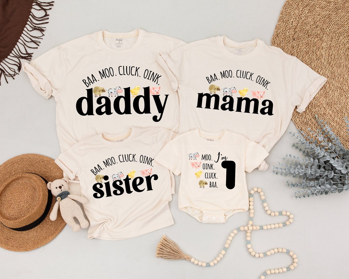 Cluck Oink Baa Moo I'm Two Shirt Farm 2nd Birthday Shirt Barnyard Farm Birthday Barn Animal Matchin 166