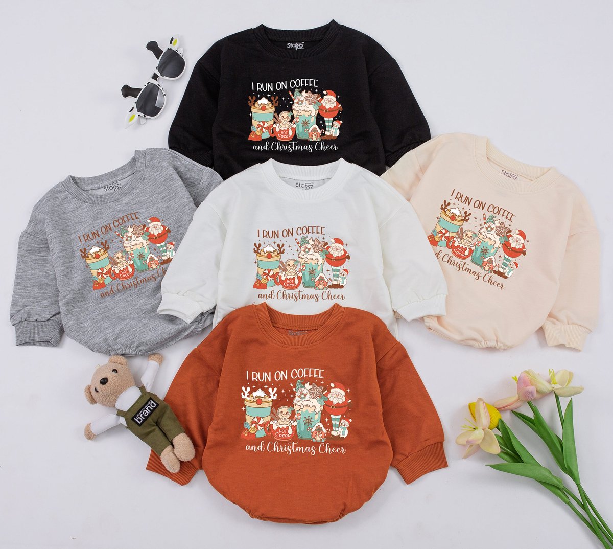 Coffee Christmas Romper Funny Christmas Baby Outfit Bubble Romper 1st Christmas Merry Christmas Vibe 158