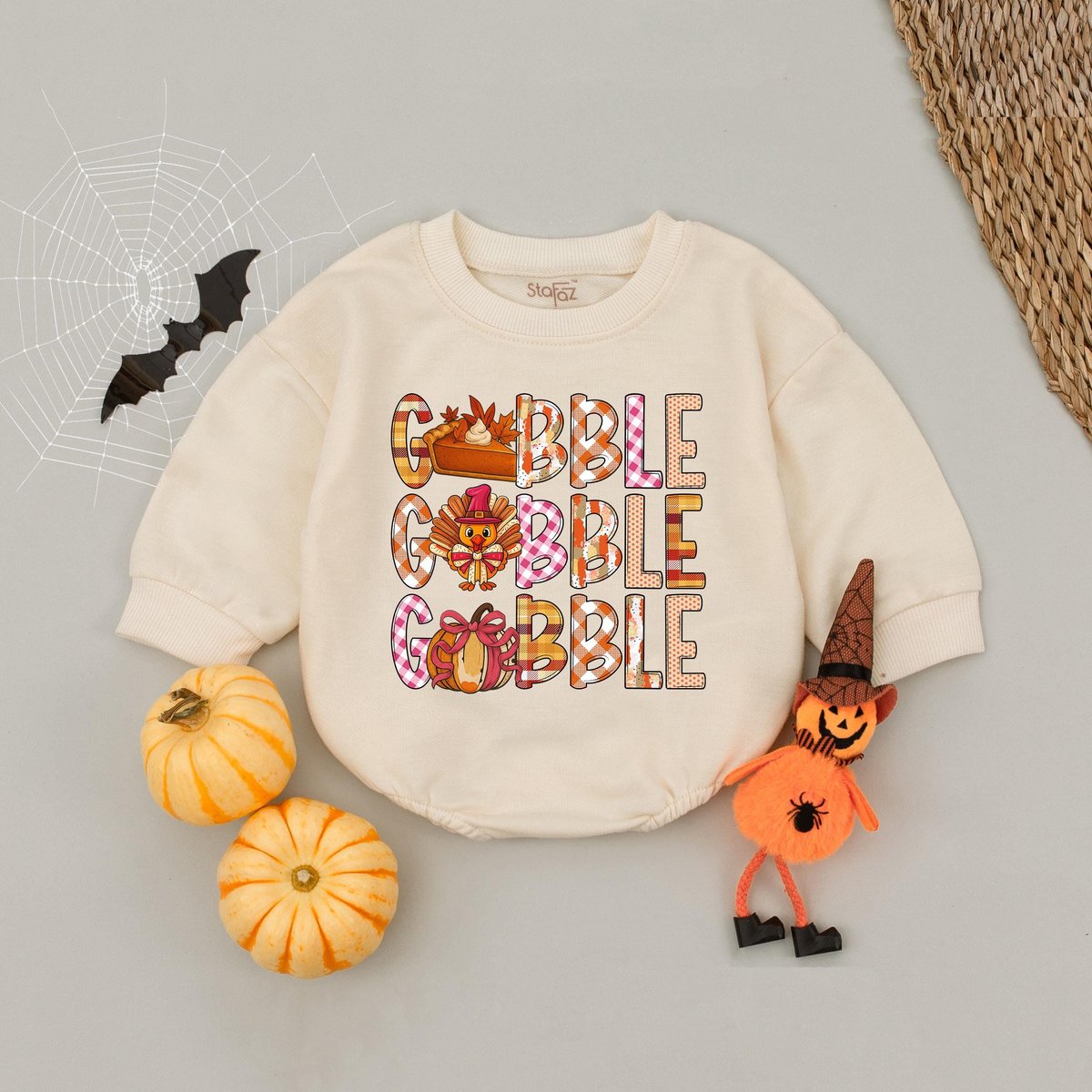 Colorful Bow Turkey Bubble Romper Flower Turkey Thanksgiving Baby Outfit Girl Turkey Fall Pregnancy