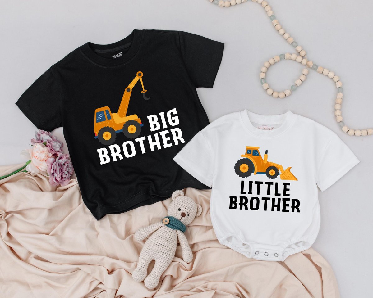 Construction Truck Shirt Matching Big Brother and Little Brother Outfit Big Brother Shirt Personaliz 167
