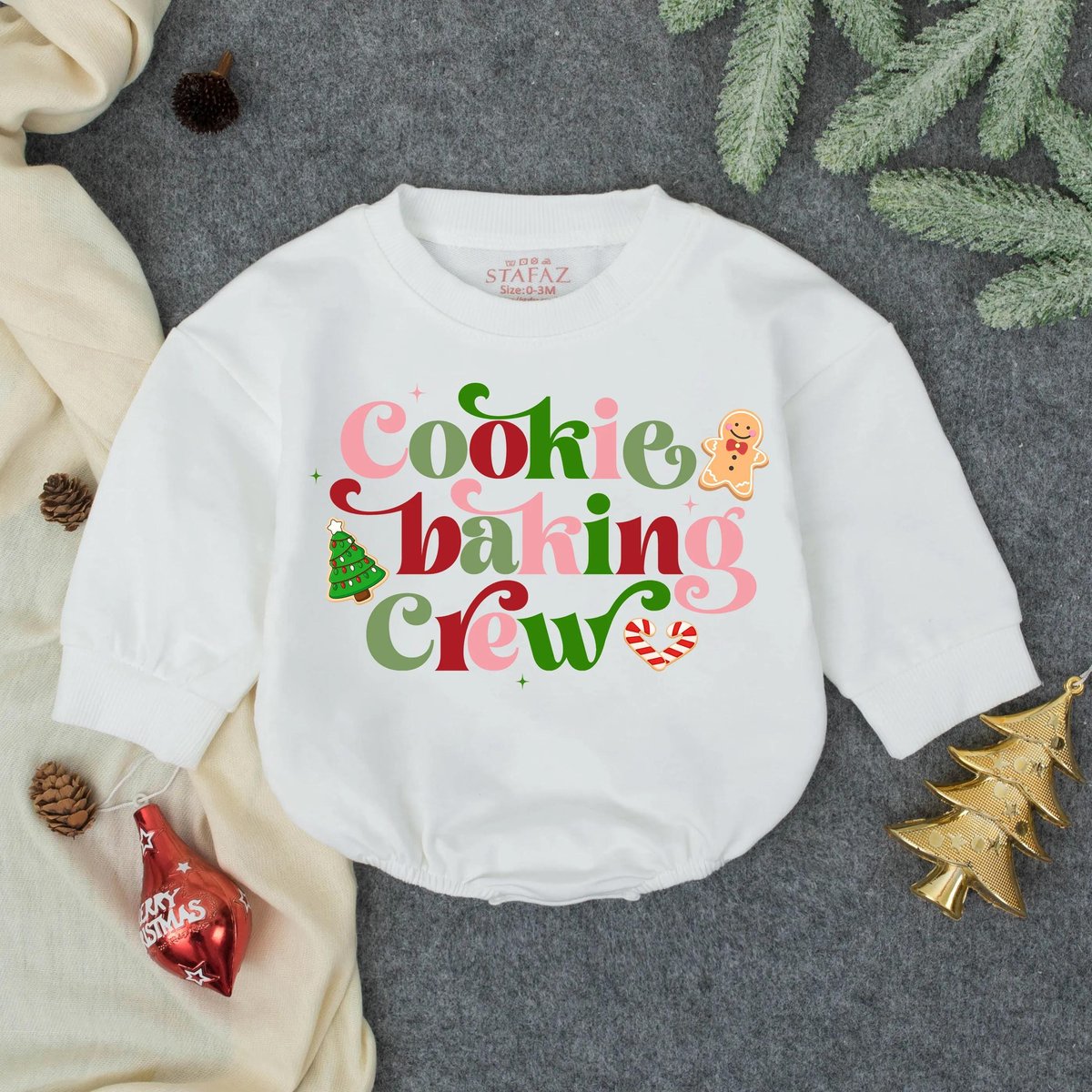 Cookie Baking Crew Baby Romper Sweater Gingerbread Christmas Baby Romper Christmas Cookie Baby Rompe 435