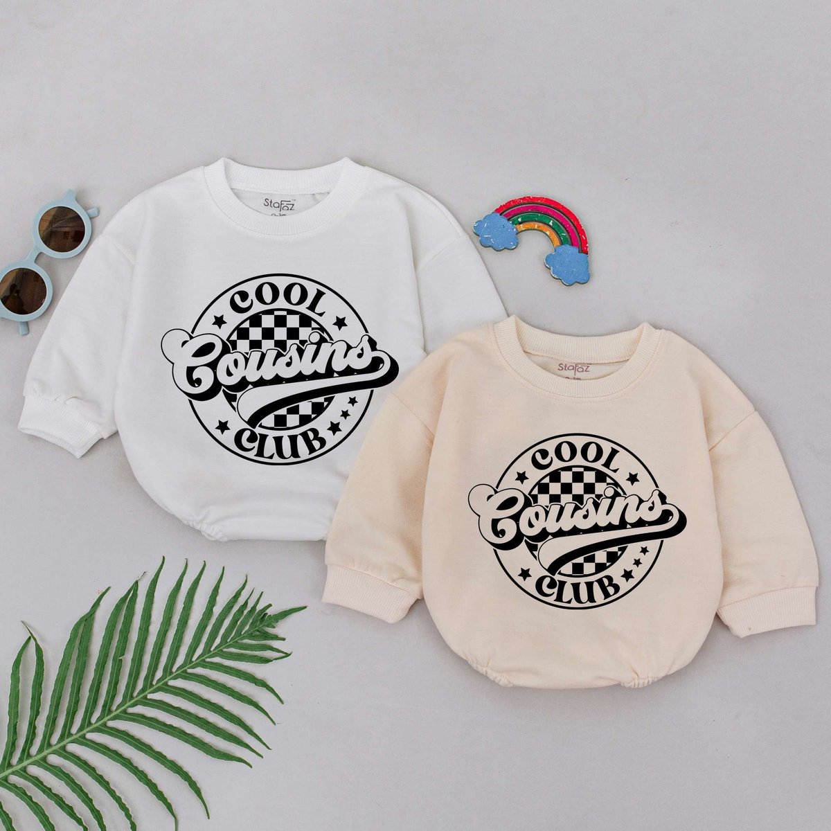 Cool Cousins Club Romper Cousin Crew Romper Boho Retro Kid Outfit Natural Infant Baby Shower Gift Ge