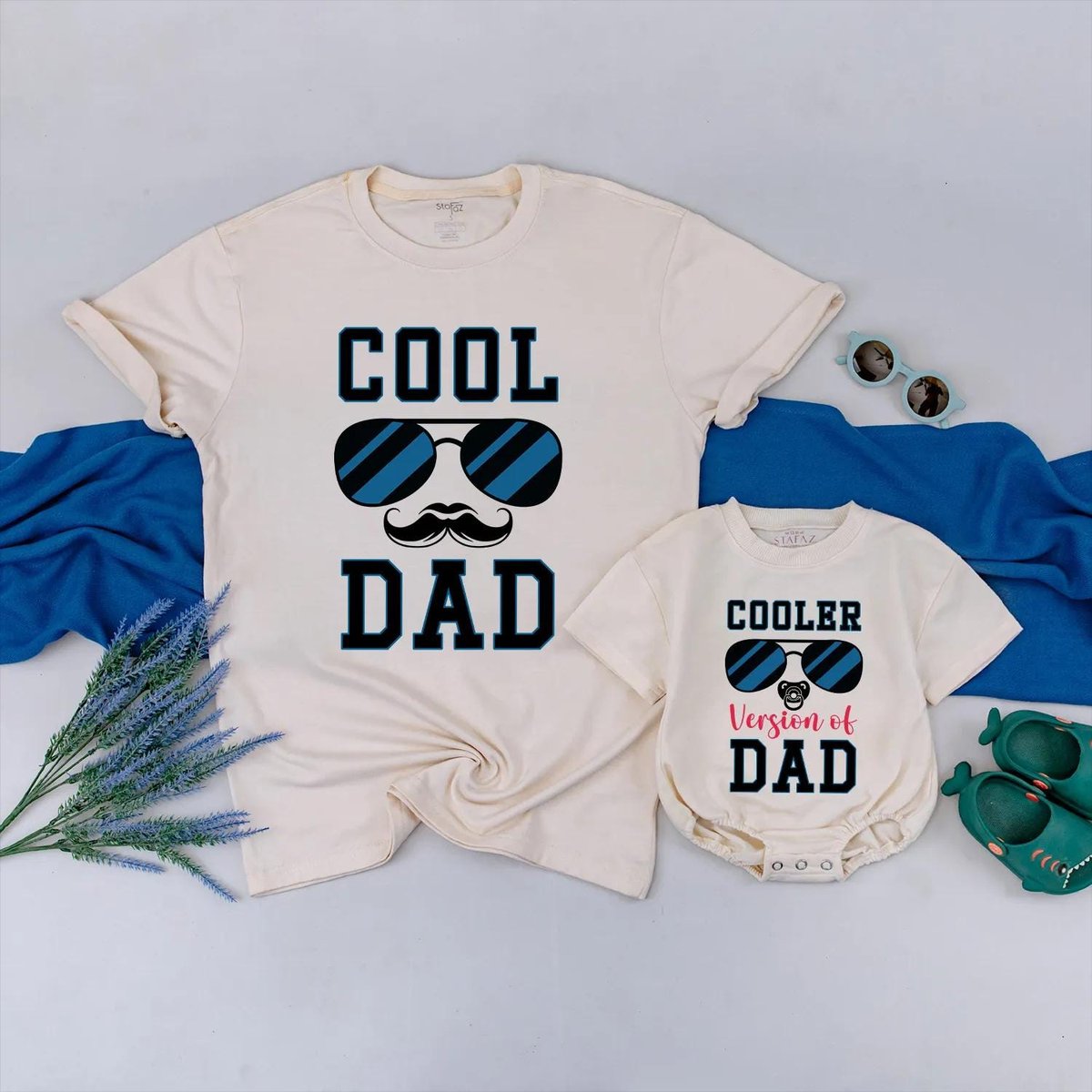 Cool Dad and Cooler Version Matching Outfits Daddy and Baby Romper Personalized Father's Day Matchi 430