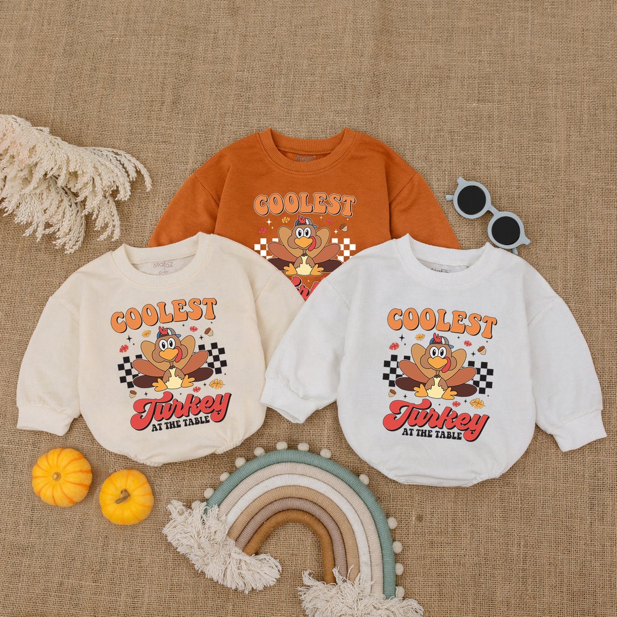 Coolest Turkey Bubble Romper Thanksgiving Baby Outfit Pumpkin Bubble Romper Fall Baby Outfit Autumn 174