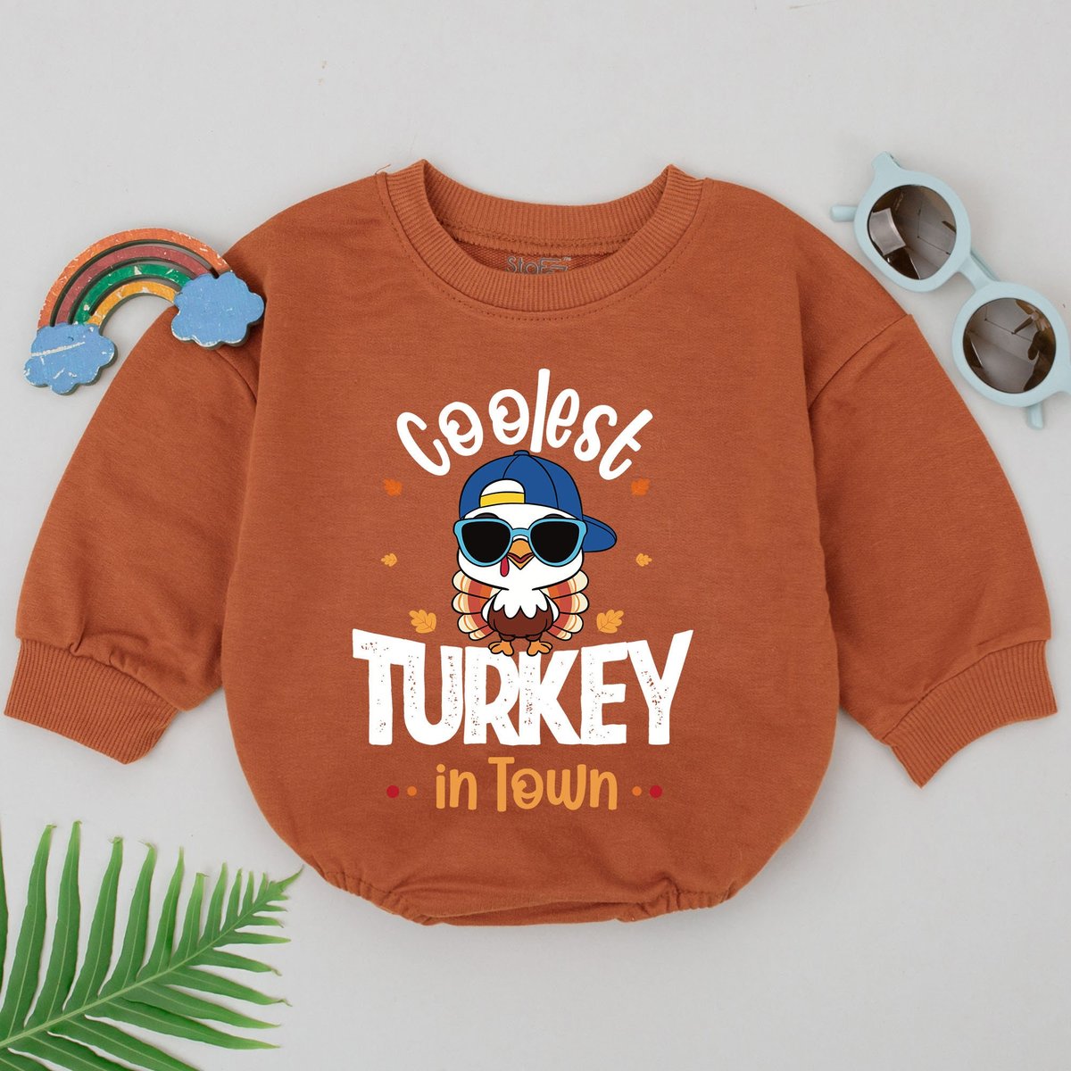 Coolest Turkey In Town Romper Thanksgiving Baby Romper Turkey Thanksgiving Outfit Turkey Day Outfit