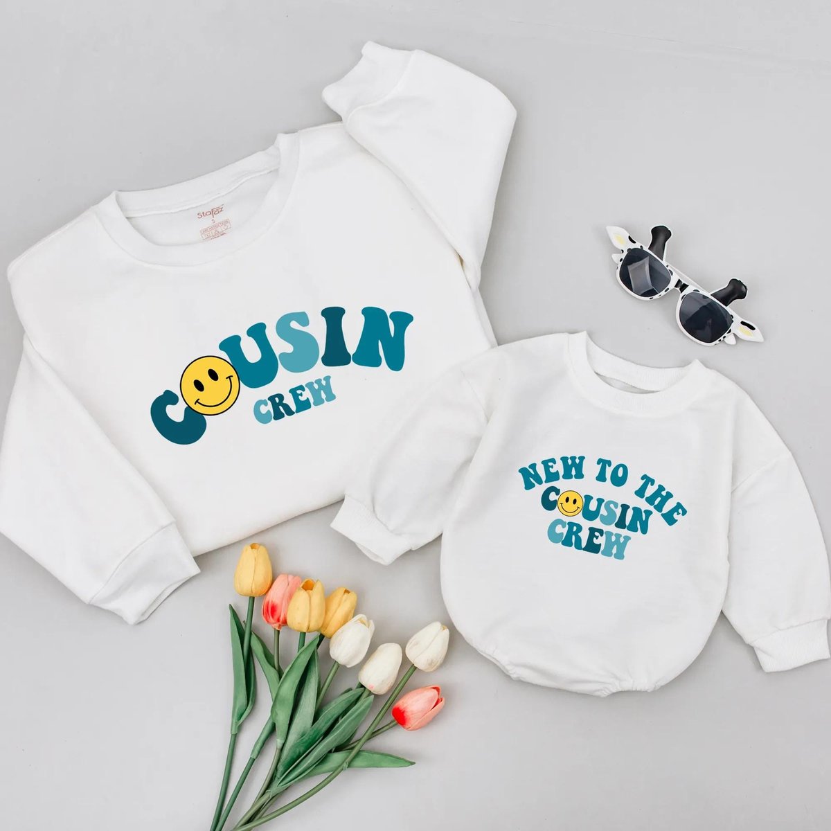 Cousin Crew And New To The Cousin Crew Sweatshirt Cousin Crew Smiley Face Baby Onesie Matching Cousi 435