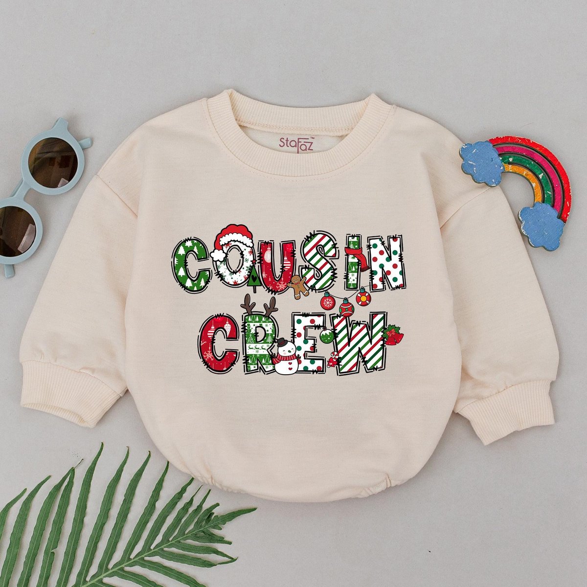 Cousins Crew Christmas Romper Cousin Besties Outfit Retro Cousin Crew Bodysuit 1st Christmas Romper
