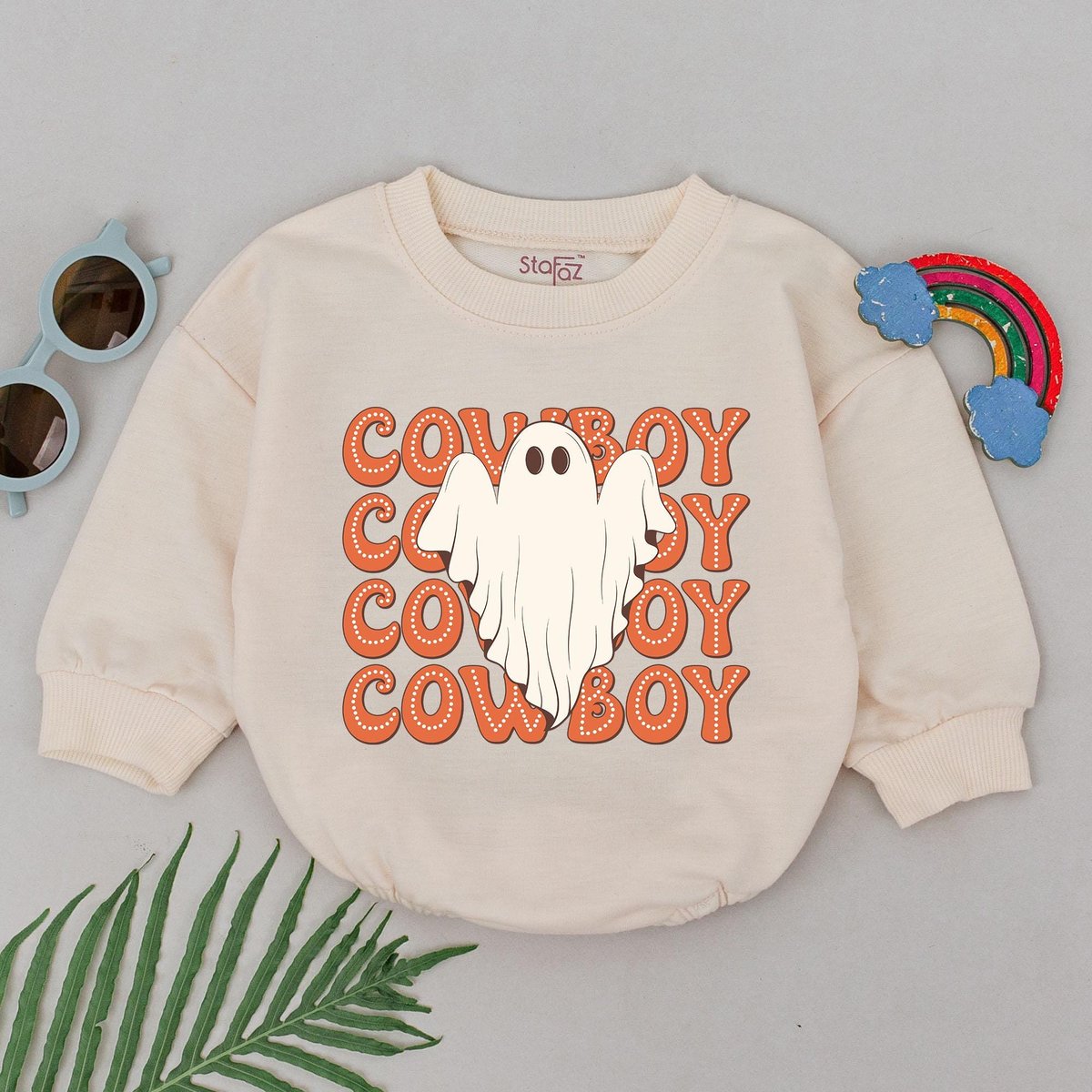 Cowboy Ghost Romper First Halloween Baby Romper Baby Shower Gifts Newborn for Girls Baby Boo Cowboy