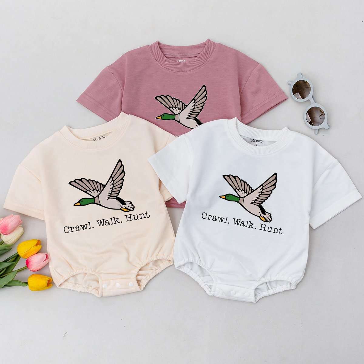 Craw Walk Hunt Baby Romper Duck Hunting Bodysuit Mallard Baby Clothes Pregnancy Reveal Newborn Baby 178