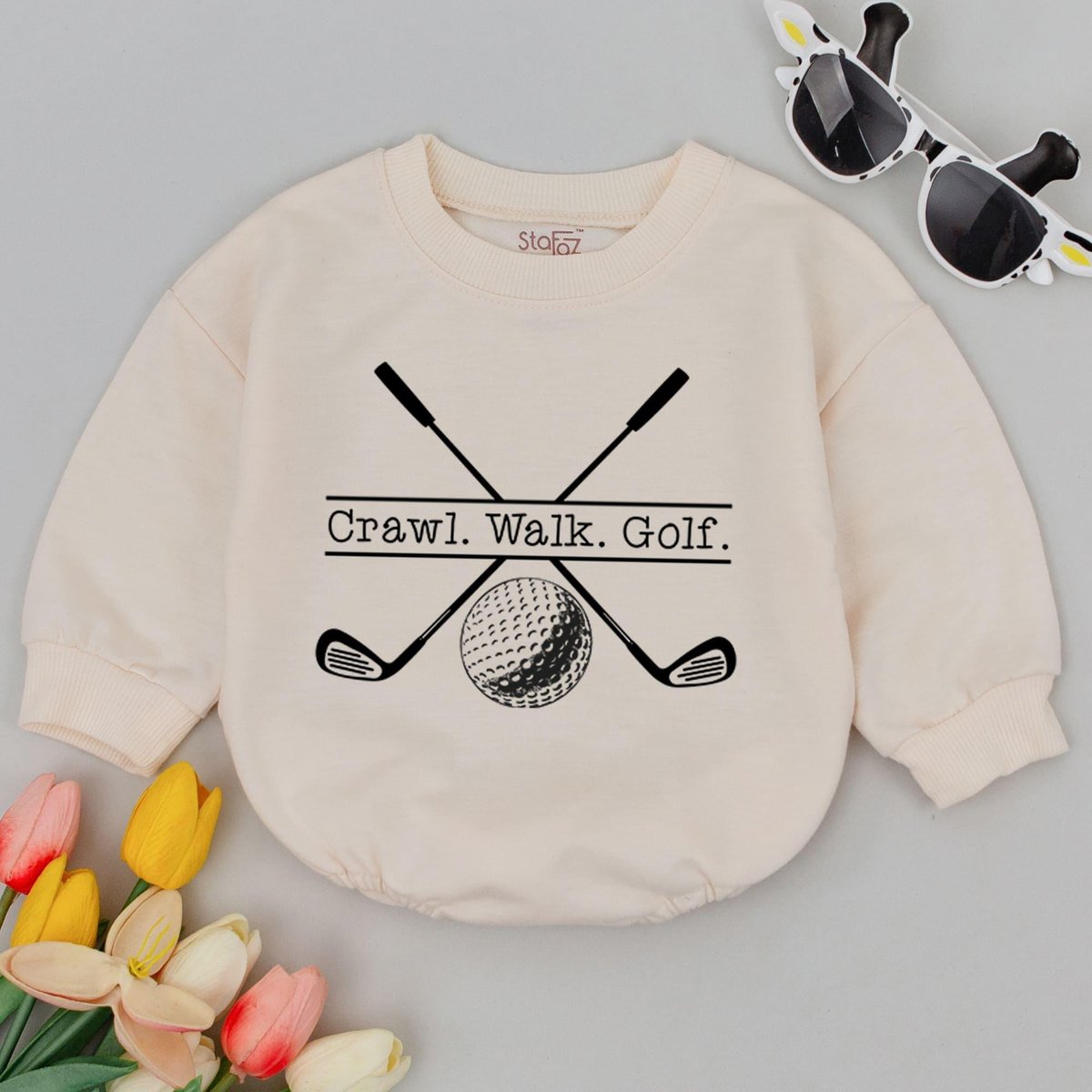 Crawl Walk Golf Baby Romper Golf Baby Bodysuit Golf Gifts Golfer Baby Clothes Pregnancy Reveal Newbo 180