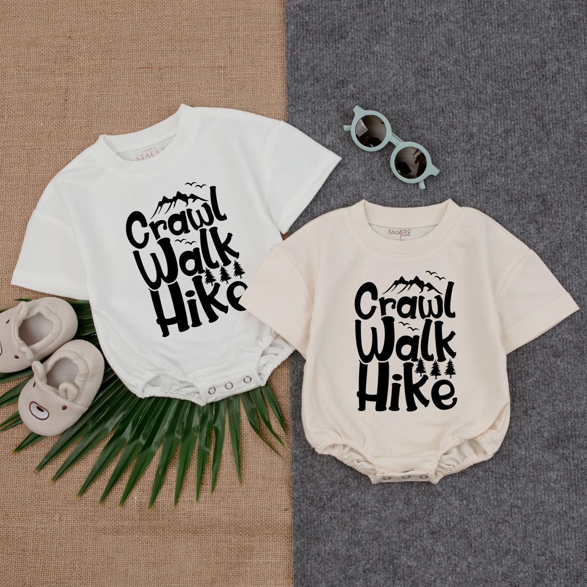 Crawl Walk Hike T shirt Bubble Romper Baby Hiking Outfit Adventure Bodysuit for Baby Outdoorsy Baby 188