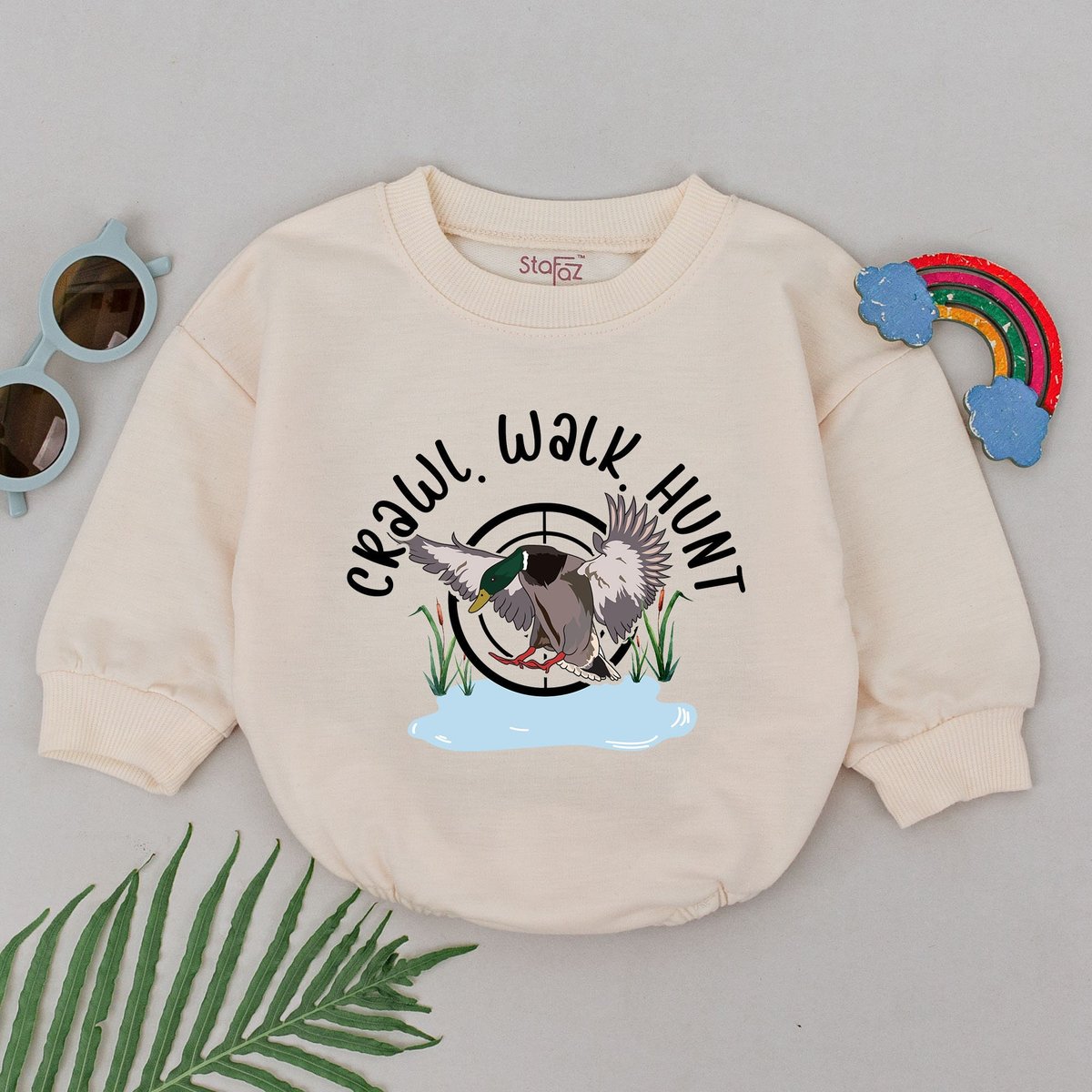 Crawl Walk Hunt Baby Romper Duck Hunting Bodysuit Mallard Baby Outfits Pregnancy Announcement Newbor
