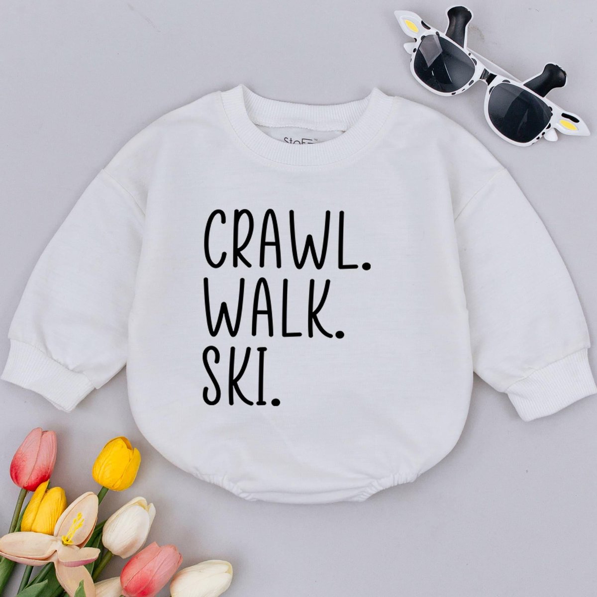 Crawl Walk Ski Baby Romper Skiing Lover Baby Bodysuit Ski Gifts Adventure Baby Clothes Pregnancy Rev 180