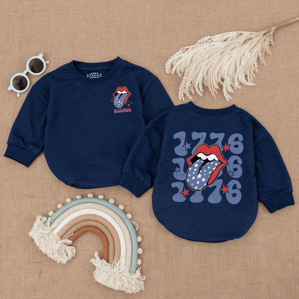 Custom 1776 Baby Romper Retro Patriotic Bodysuit Cute Fourth of July Baby Baby Clothing american bab 172