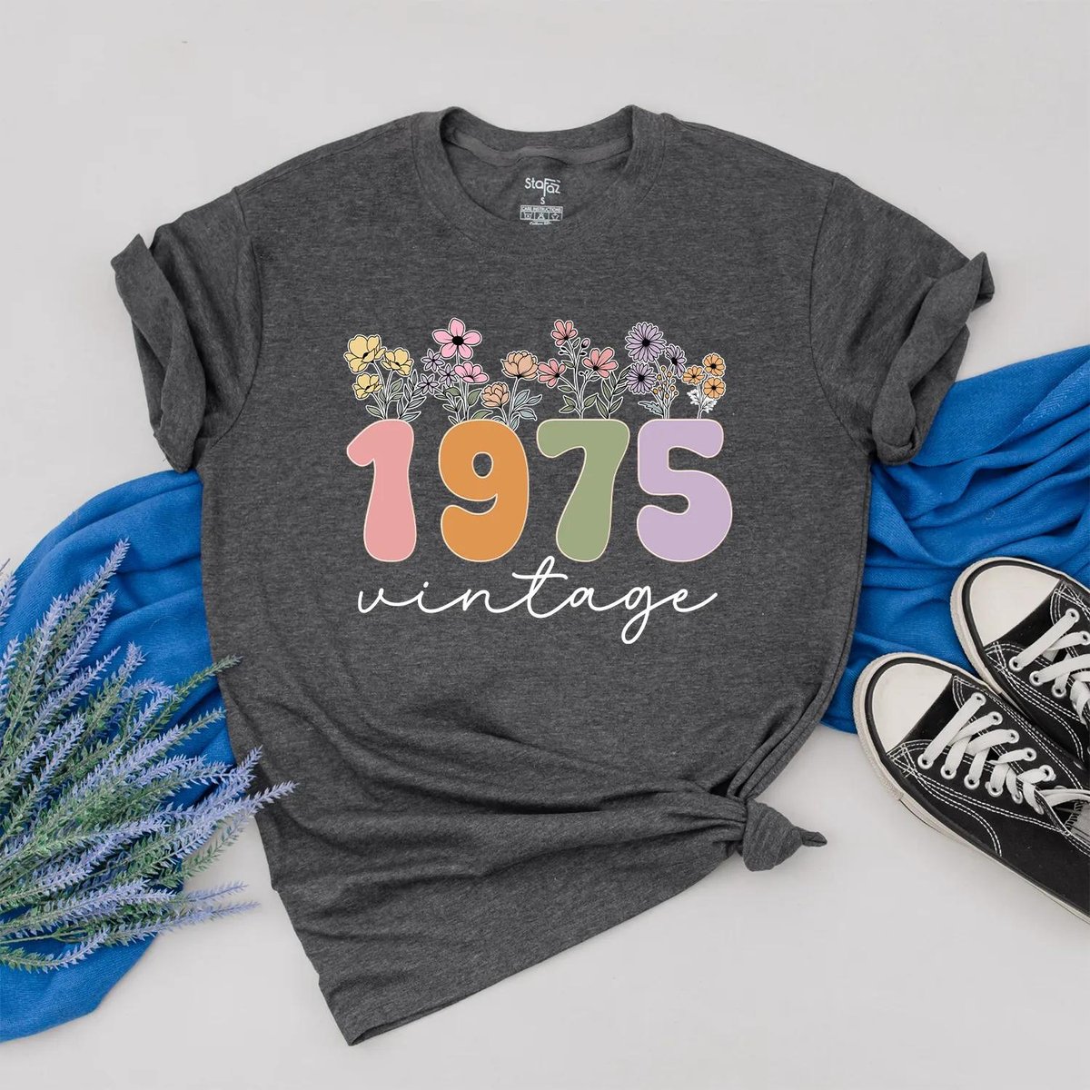 Custom 1975 Birthday Shirt with Floral Design Vintage 70s Aesthetic Outfit for Women Personalized Ye 430