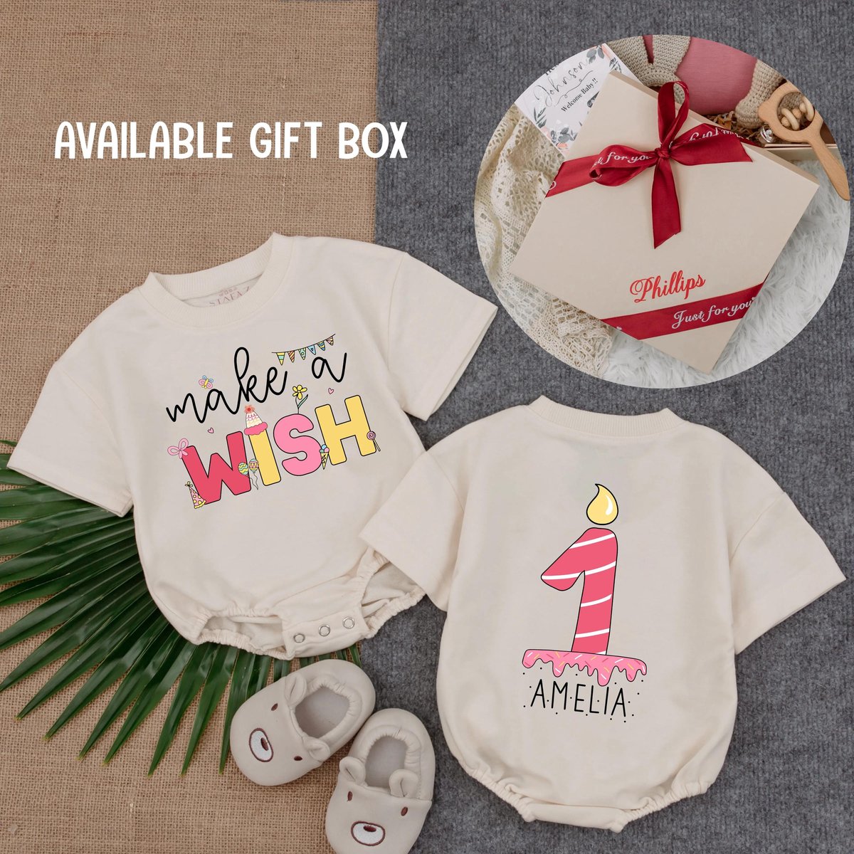 Custom 1st Birthday Bubble Romper for Baby Girl Make a Wish T Shirt Outfit Personalized One Year Old 433