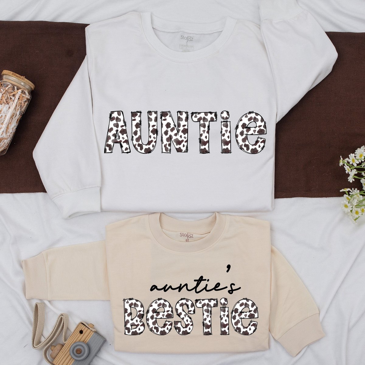 Custom Auntie And Auntie's Bestie Sweatshirt Buffalo Plaid Auntie Sweatshirt Leopard Auntie ShirtAu 162