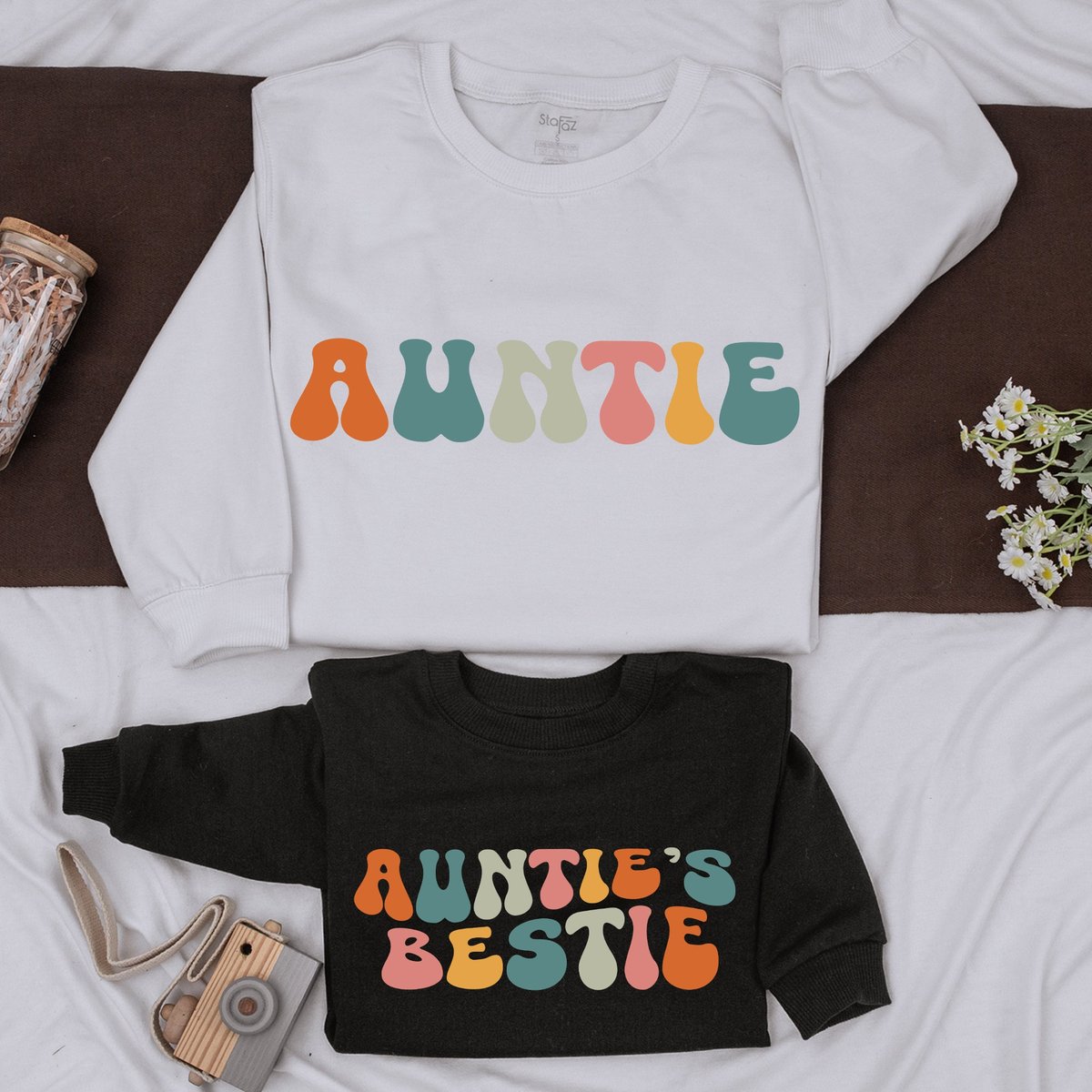Custom Auntie And Auntie's Bestie Sweatshirt Aunt and Nephew Shirts baby romper Cute Kid Sweatshirt 164