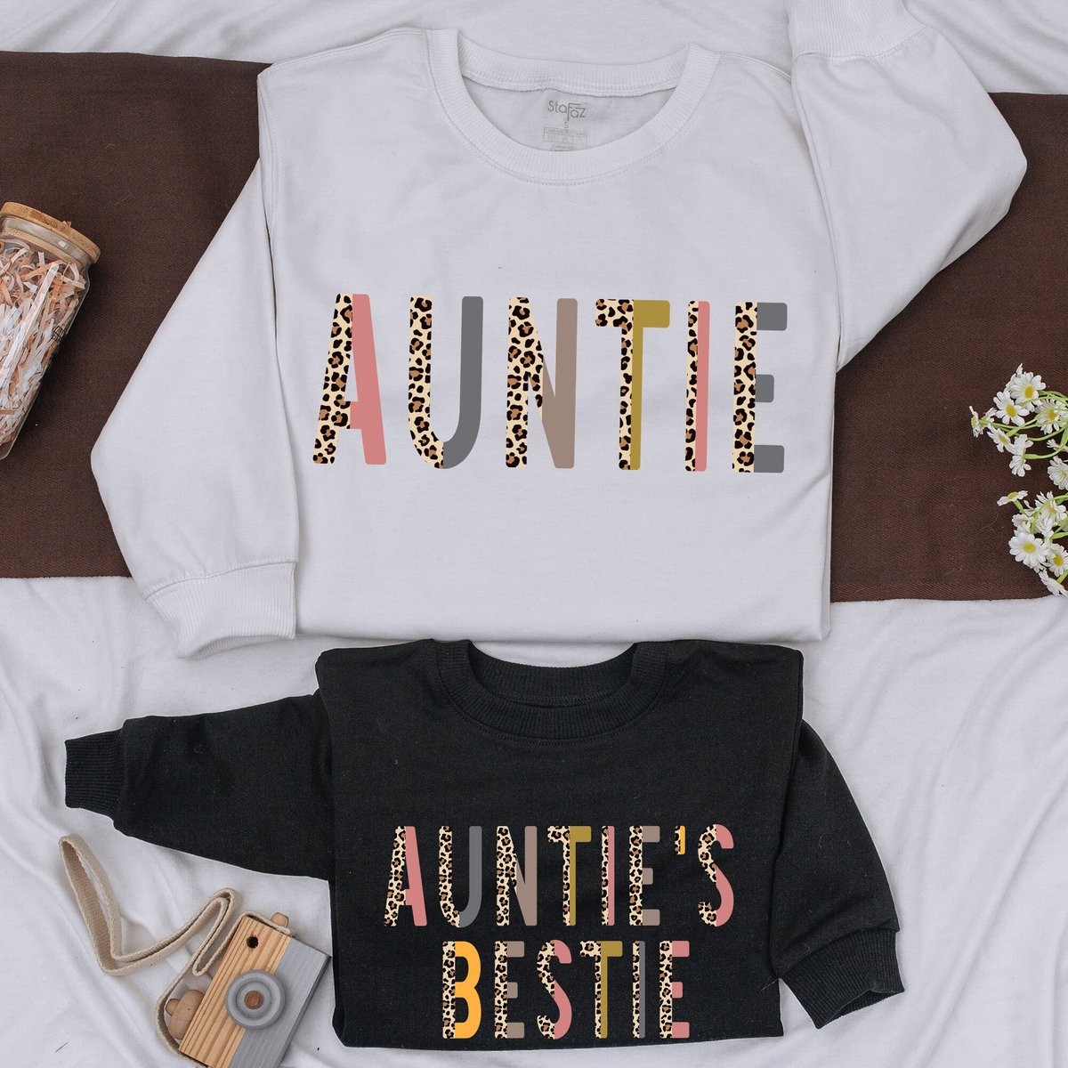 Custom Auntie And Aunties Bestie Sweatshirt Aunt Matching Family Shirt Leopard Kid Sweatshirt Fall S 158