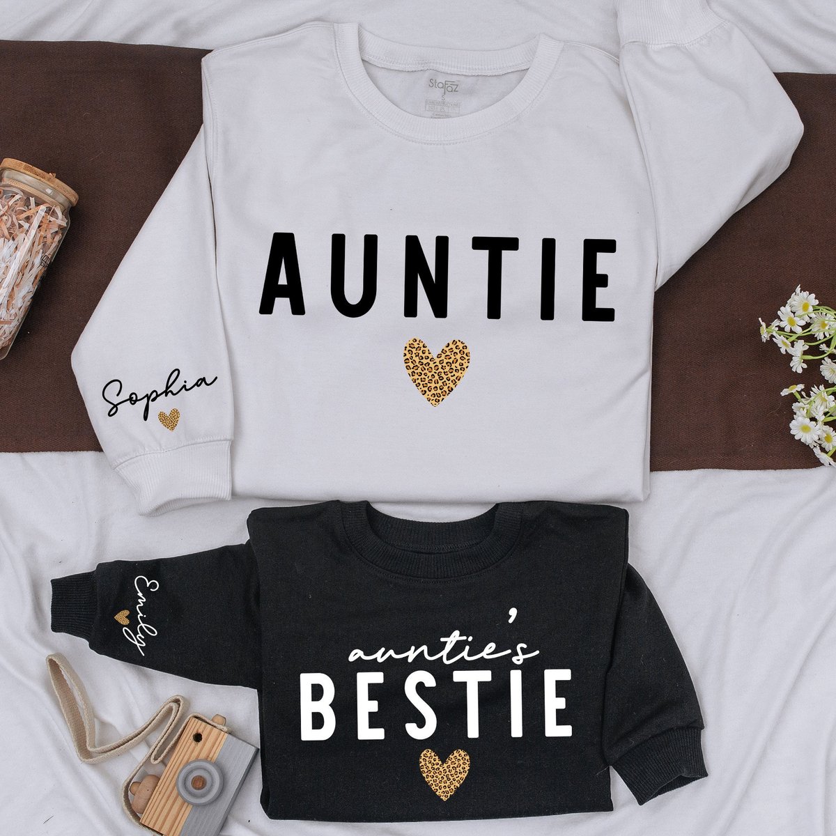 Custom Auntie And Aunties Bestie Sweatshirt Aunt Matching Family Shirt Leopard Kid Sweatshirt Fall S 160