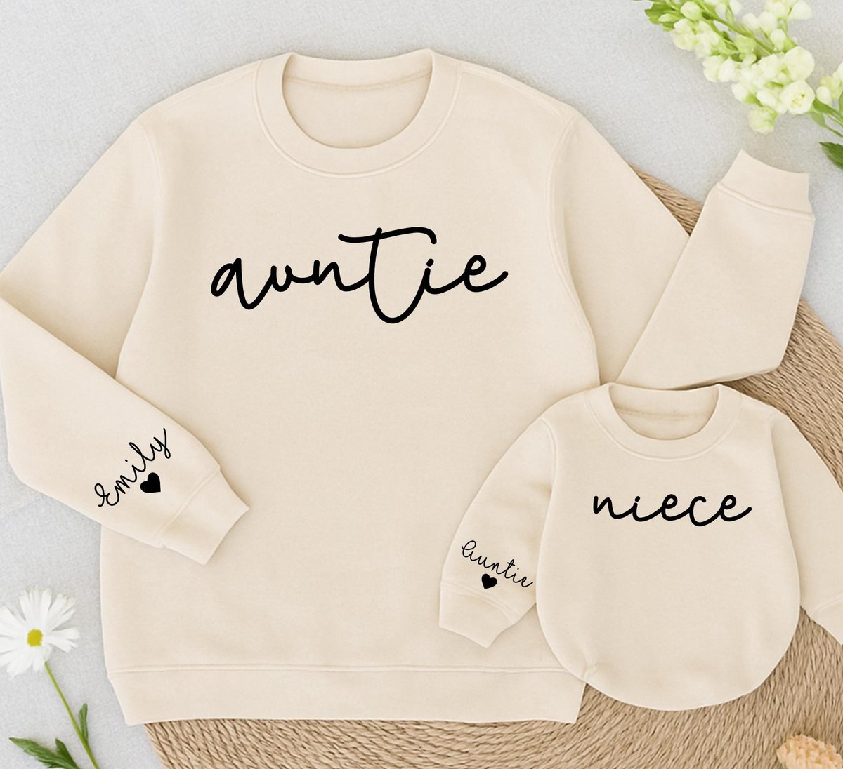 Custom Auntie and Niece Sweatshirt Matching Aunt Niece Sweaters Best Gifts for Aunt auntie and nephe 434