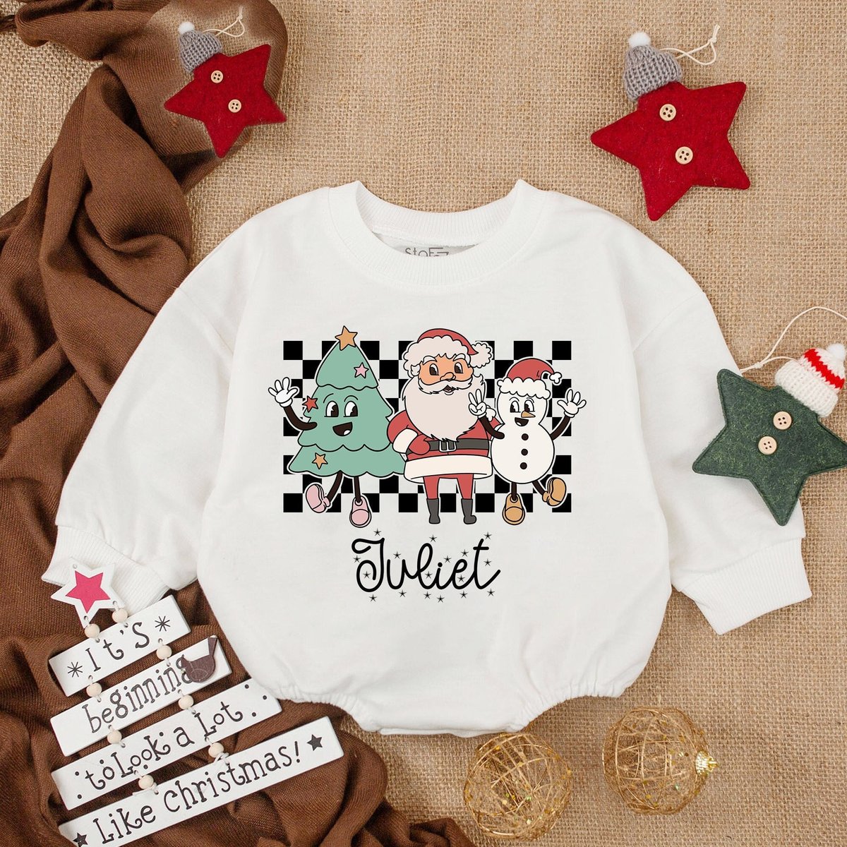 Custom Baby Bubble Romper Santa Claus Baby Outfit Christmas Baby Bubble Romper Baby Christmas Gift B
