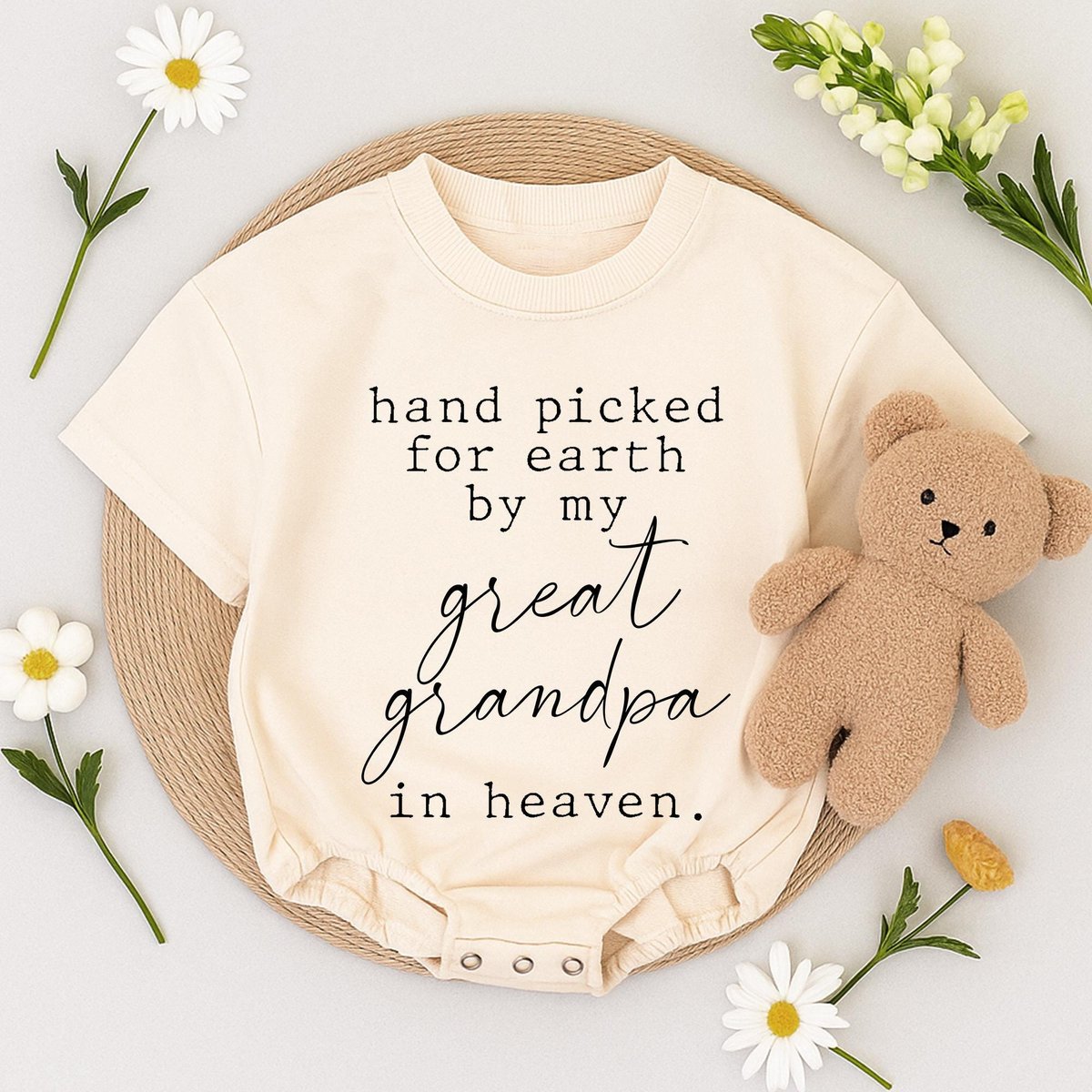 Custom Baby newborn romper Hand picked for earth by my grandma in heaven Baby Bodysuit Baby Clothes 434