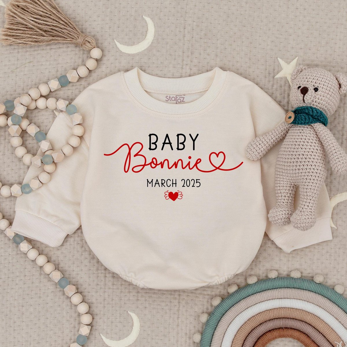 Custom Baby Pregnancy Announcement Baby Romper Personalized Natural Bodysuit Baby Coming Soon Romper