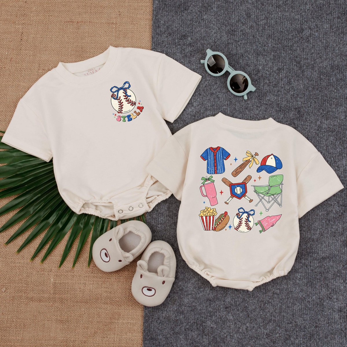 Custom Baseball Baby Bubble Romper Personalized Short Sleeve Outfit Game Day Toddler Clothes Sports 431