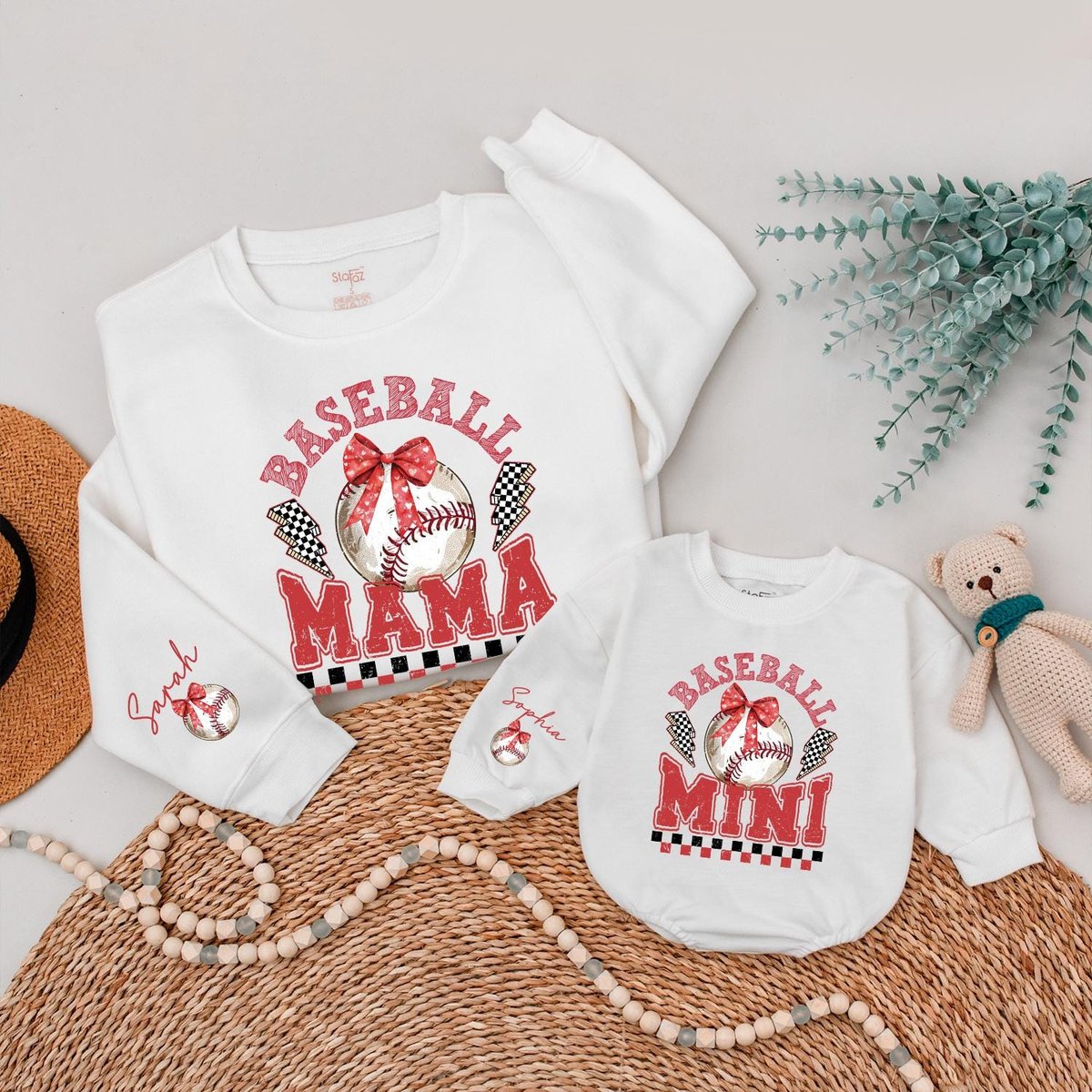 Custom Baseball Mama Mini Sweatshirt Mama Baseball Sweatshirt Baseball Season Gifts Mommy and Me Bas 186