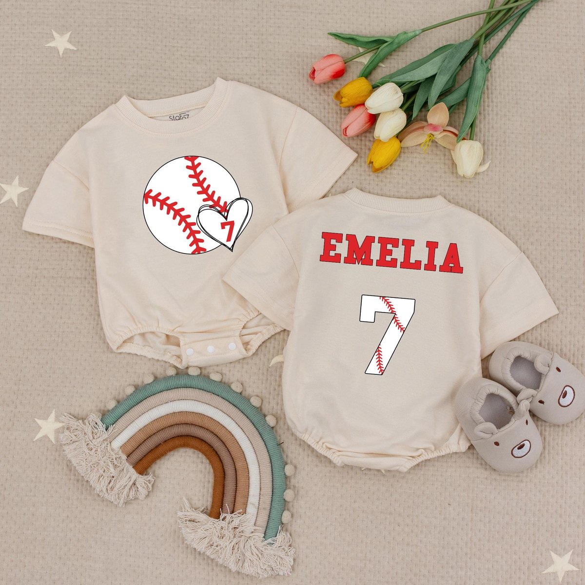 Custom Baseball Themed First Birthday Baby Romper 1st Birthday Baseball Baby Romper Custom Name Base