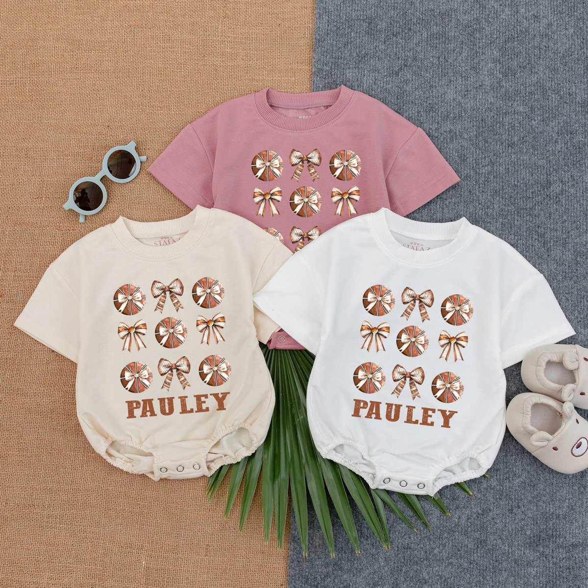 Custom Basketball Bow Bubble Romper Basketball Birthday Game Day BabyGameday Outfit Baby Clothes Bab 176