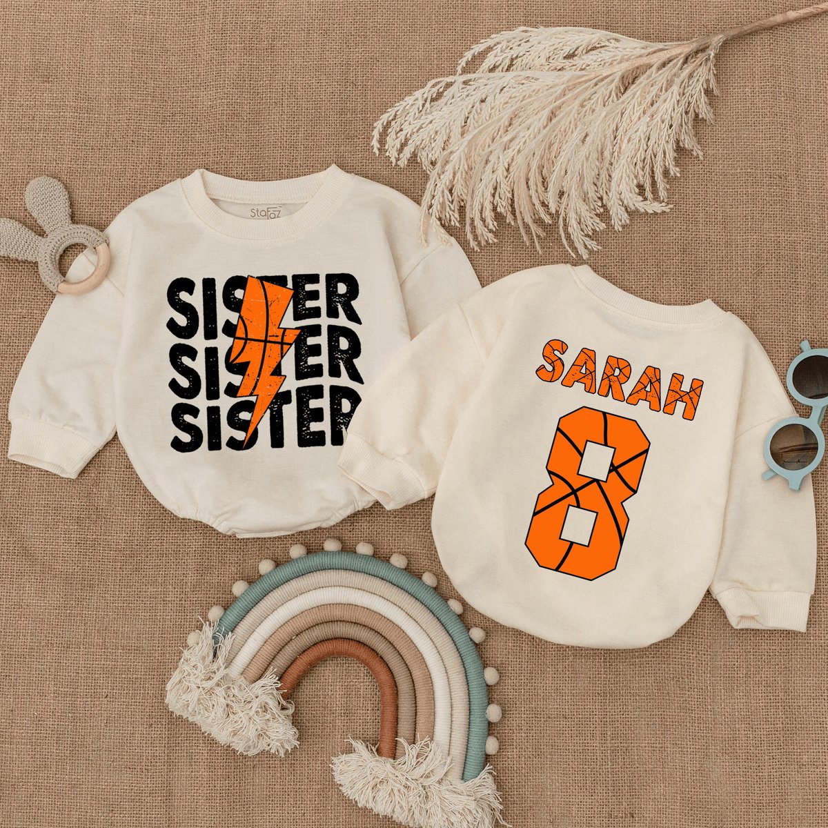 Custom Basketball Sister Romper Little Kid Sister basketball Brother Basketball Shirt Infant Bodysui 166