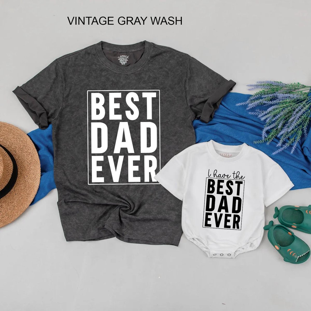 Custom Best Dad Ever Matching Shirts Daddy Shirt and Kid Romper Set Father's Day Gift Favorite Dad 430