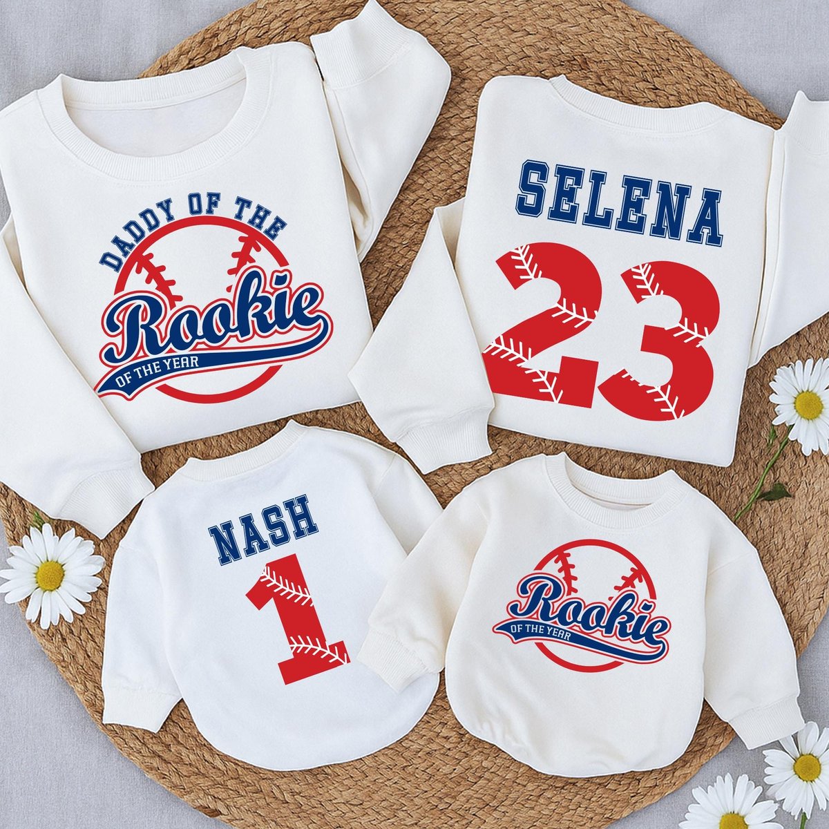 Custom Birthday Baseball Birthday Rookie Of The Year Sweatshirt personalized Name Baseball Sports Fi 433