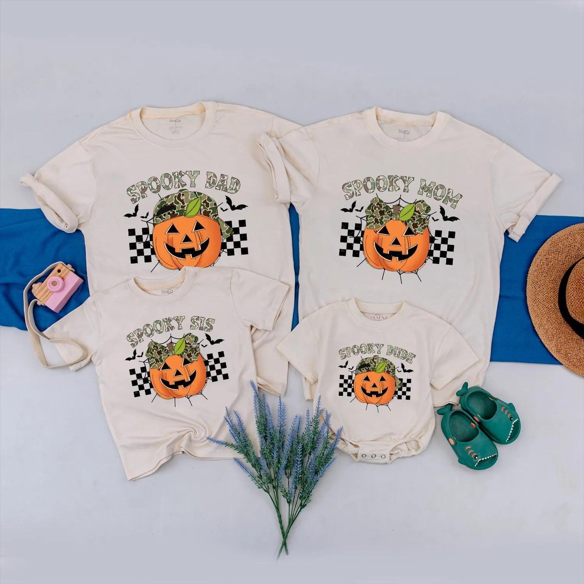 Custom Camo Spooky Family Shirt Halloween Matching Outfit Spooky Dude Pumpkin Tee Camouflage Spooky 432