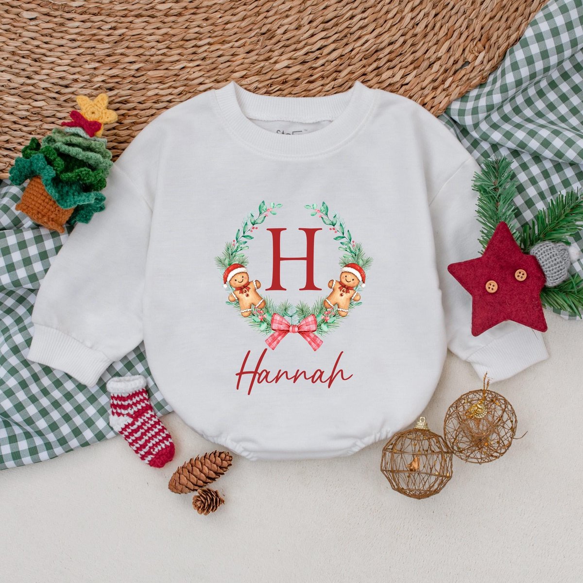 Custom Christmas Cookie Baby Romper Girls Christmas Baby Bodysuit Baby Christmas Outfit Merry Christ 181